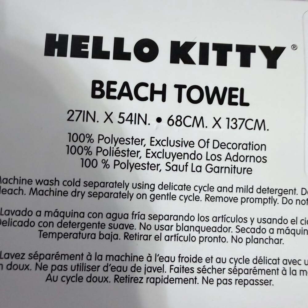 Hello Kitty Beach Towel Size 27In x 54In Pink Polyester - Picture 2 of 4